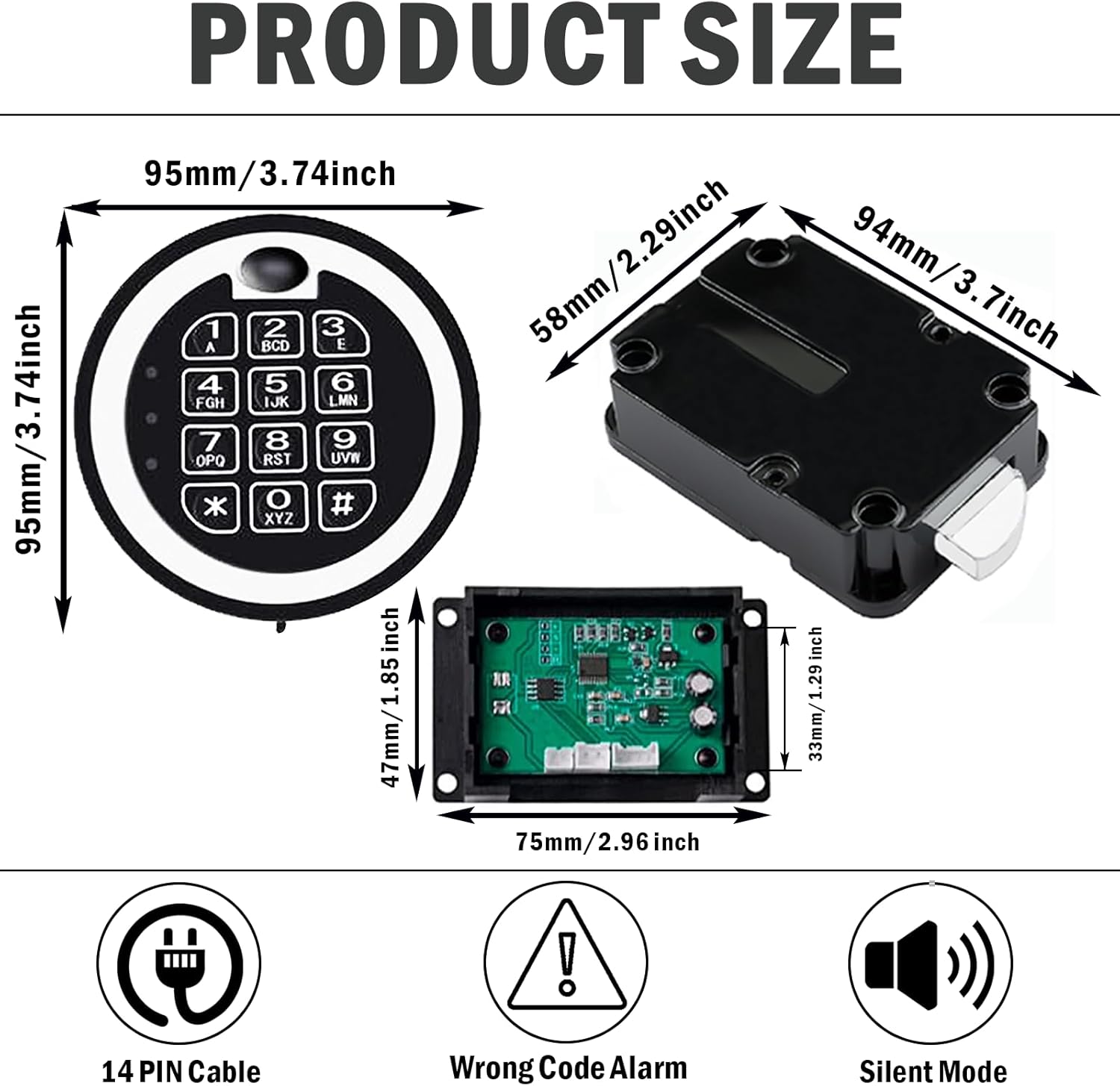 Fireproof Gun Safe Lock Replacement with Electronic Digital Keypad Q2840