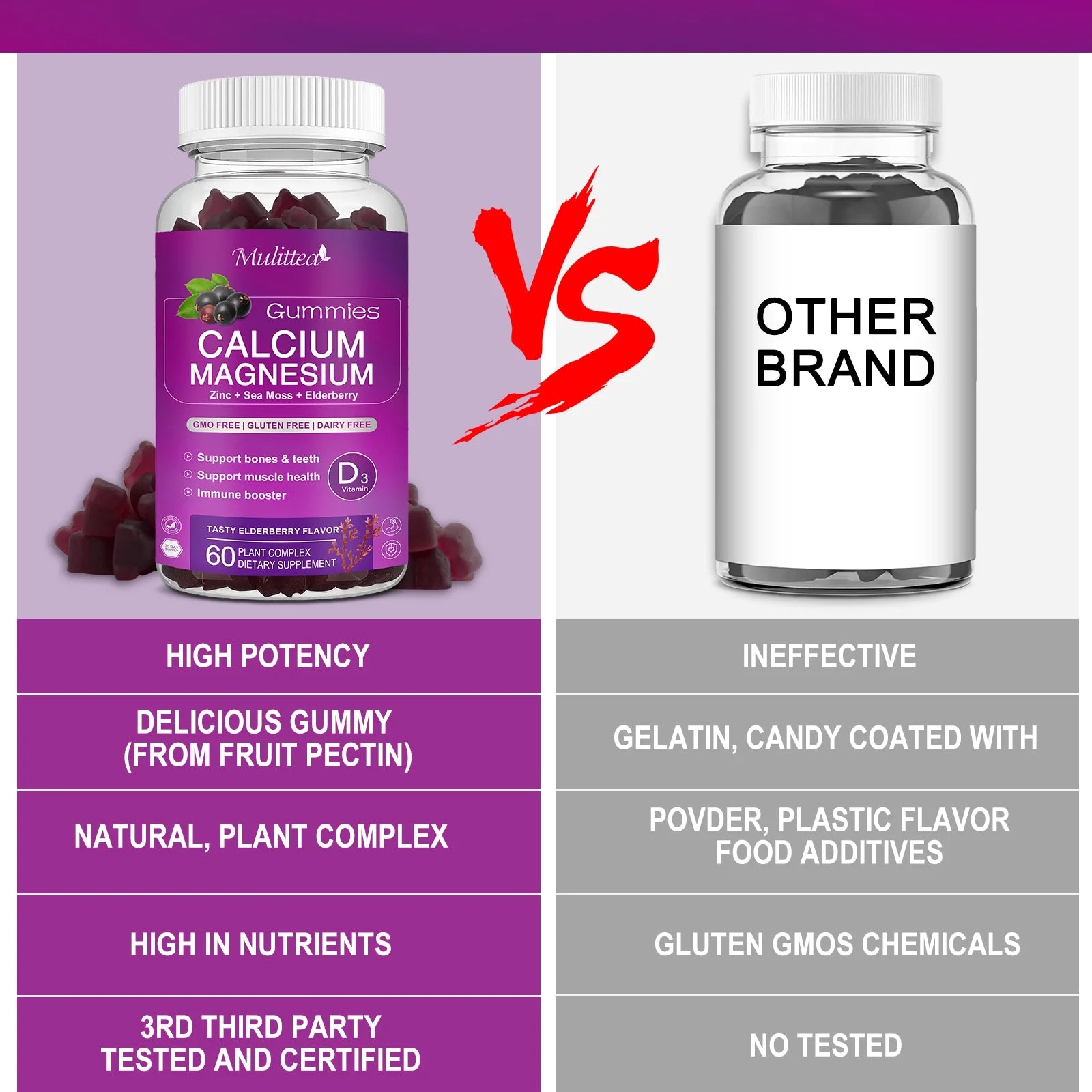 Calcium Magnesium Zinc Gummies with D3 & Sea Moss for Bone, Muscle & Sleep Support F927811