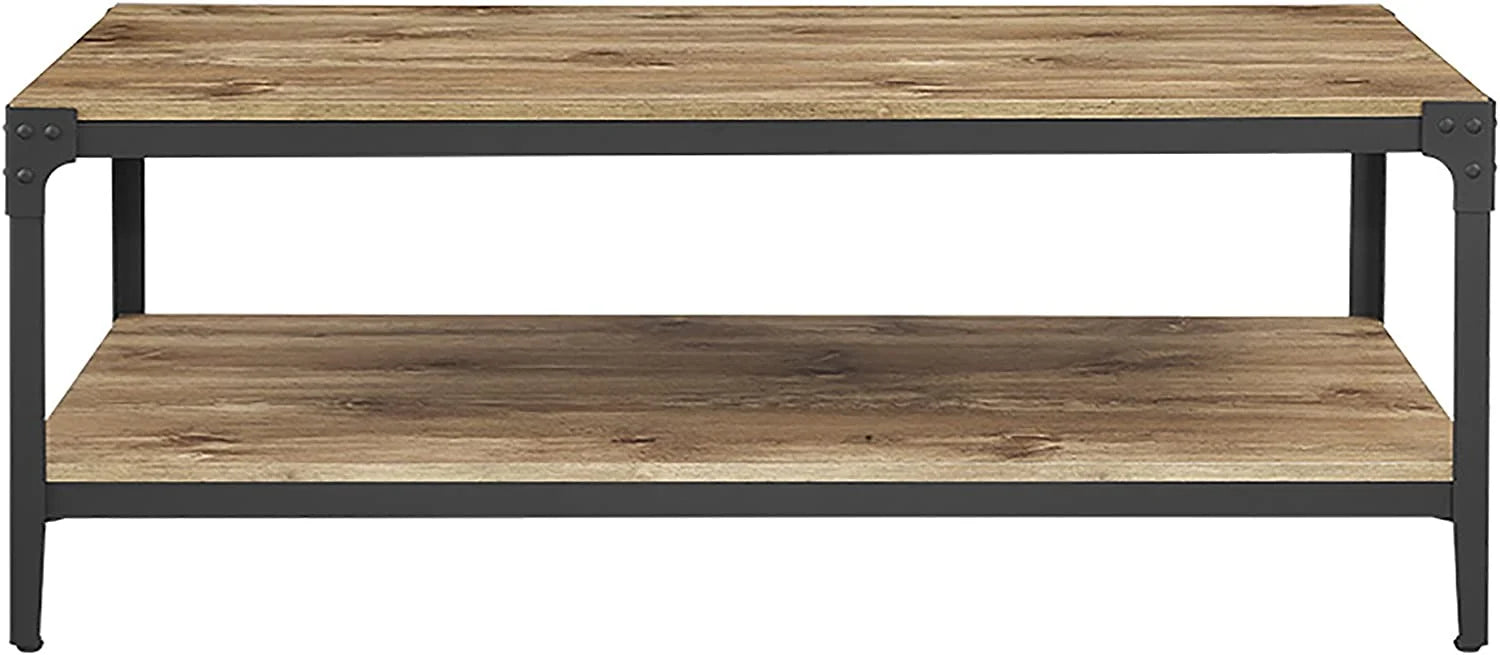 Industrial Angle Iron and Wood Coffee Table 46 Inch V294911