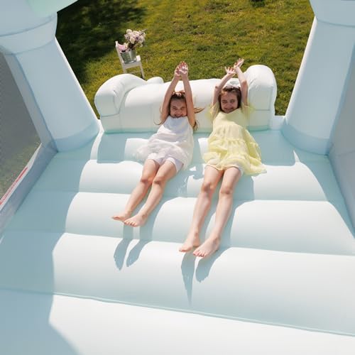 Bouncy Castle with Slide, Pastel Bounce House for Kids, Indoor and Outdoor Use B4436