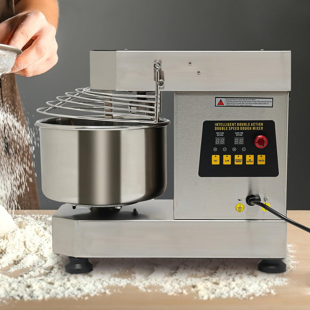 Dough Mixer, 2.6 Gal Spiral Mixer, 750W with Stainless Steel Bowl G25095