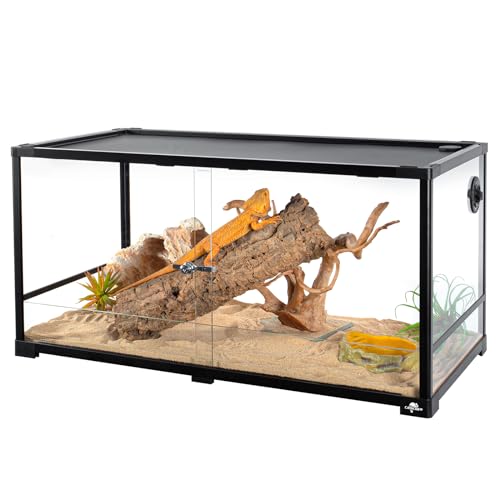 34 Gallon Reptile Tank, Glass Reptile Terrarium 24" x 18" x 18", Sliding Door, Top Ventilation, Cable Pass, Humidify Hole, Glass Reptile Cage Habitat for Bearded Dragon, Lizard, Snake, Gecko