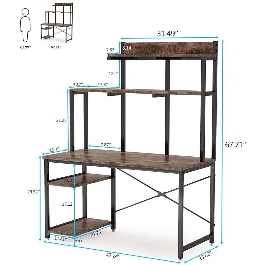 Computer Desk with Storage Hutch for Home Office, Black E720680