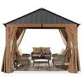ABCCANOPY Hardtop Gazebo 8x8 - Outdoor Metal Hard Top Gazebo, Permanent Galvanized Steel Aluminum Framed Pavilion with Netting and Curtain for Patio Backyard Lawn Garden (Double Roof, Gray)
