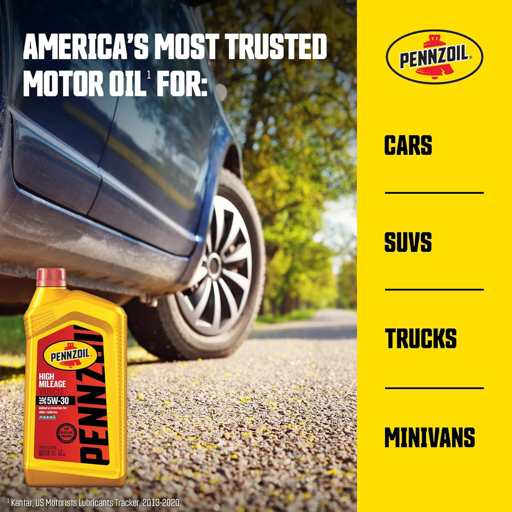 High Mileage Synthetic Blend 5W-30 Motor Oil for Vehicles Over 75K Miles (1-Quart, Pack of 2) J171548