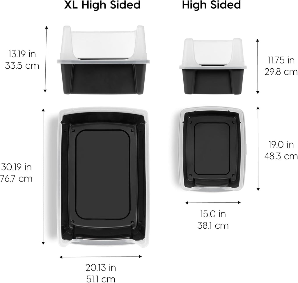 Extra Large Cat Litter Box with Scatter Shield, Open Top High Sided J20154