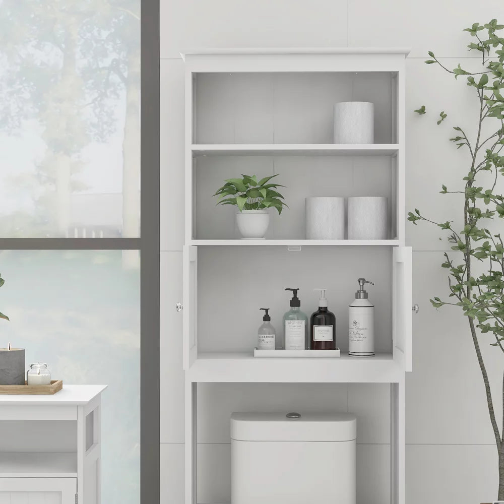Over the Toilet Storage Cabinet with 2 Doors, White V784