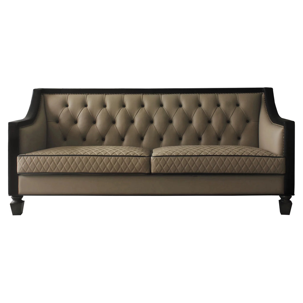 Sofa with 4 Pillows in Tan, Black and Charcoal R9054