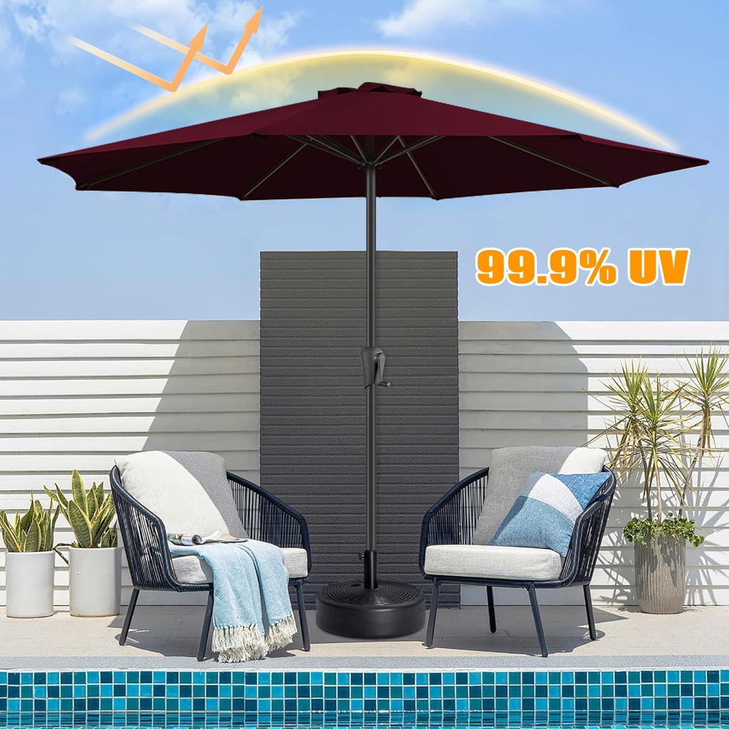 Outdoor Patio Umbrella Replacement Canopy Cover, UV Protective, Wine Red B5716