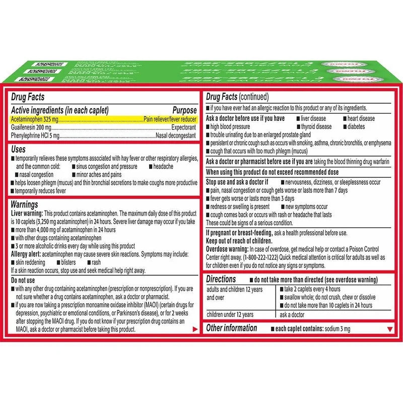 Sinus Congestion and Pain Severe Daytime Caplets K97617