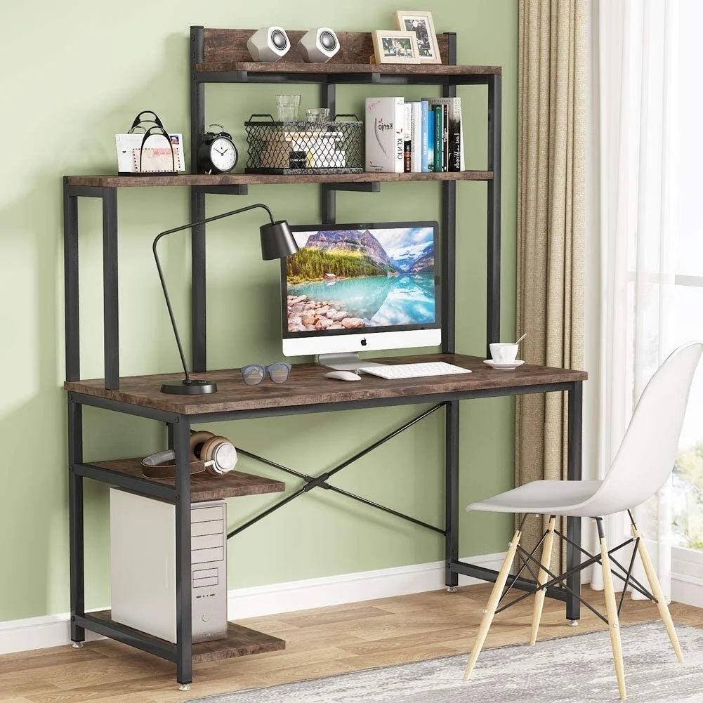 Computer Desk with Storage Hutch for Home Office, Black E720680
