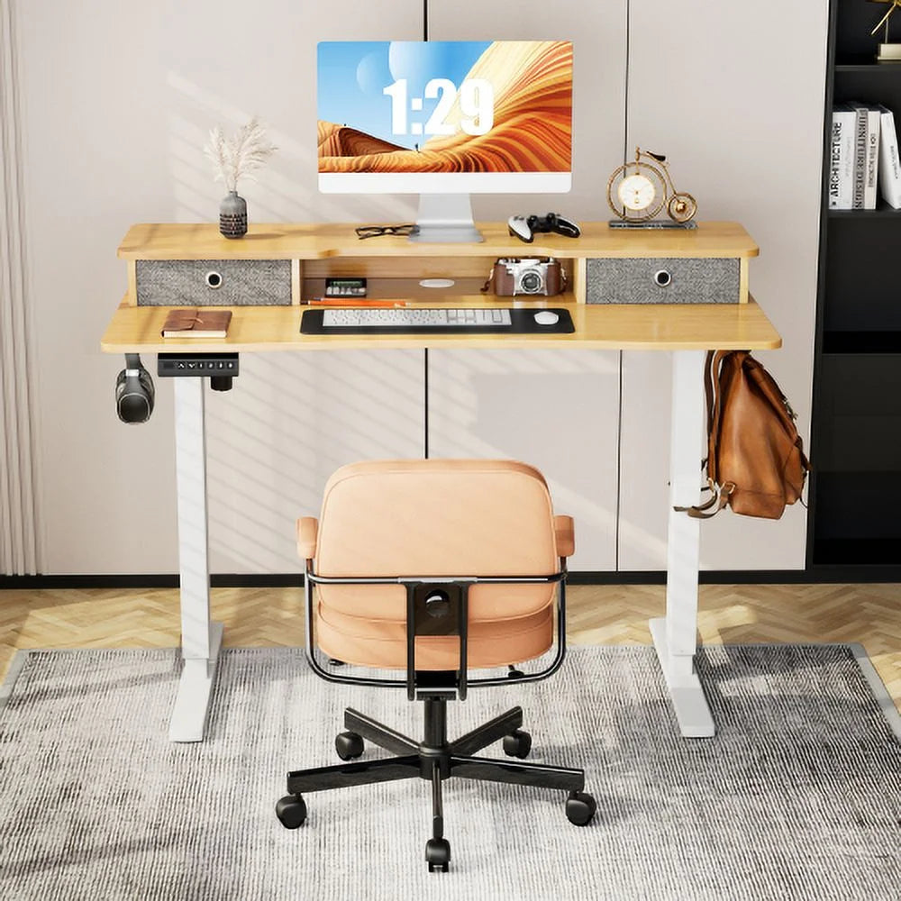Height Adjustable Electric Standing Desk with Storage Shelf I940