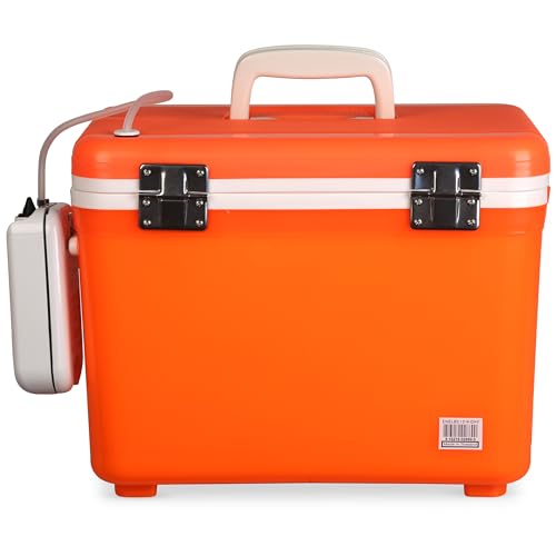 Live Bait Cooler Box with 2-Speed Portable Aerator Pump, Fishing Bait Station and Minnow Bucket D8809