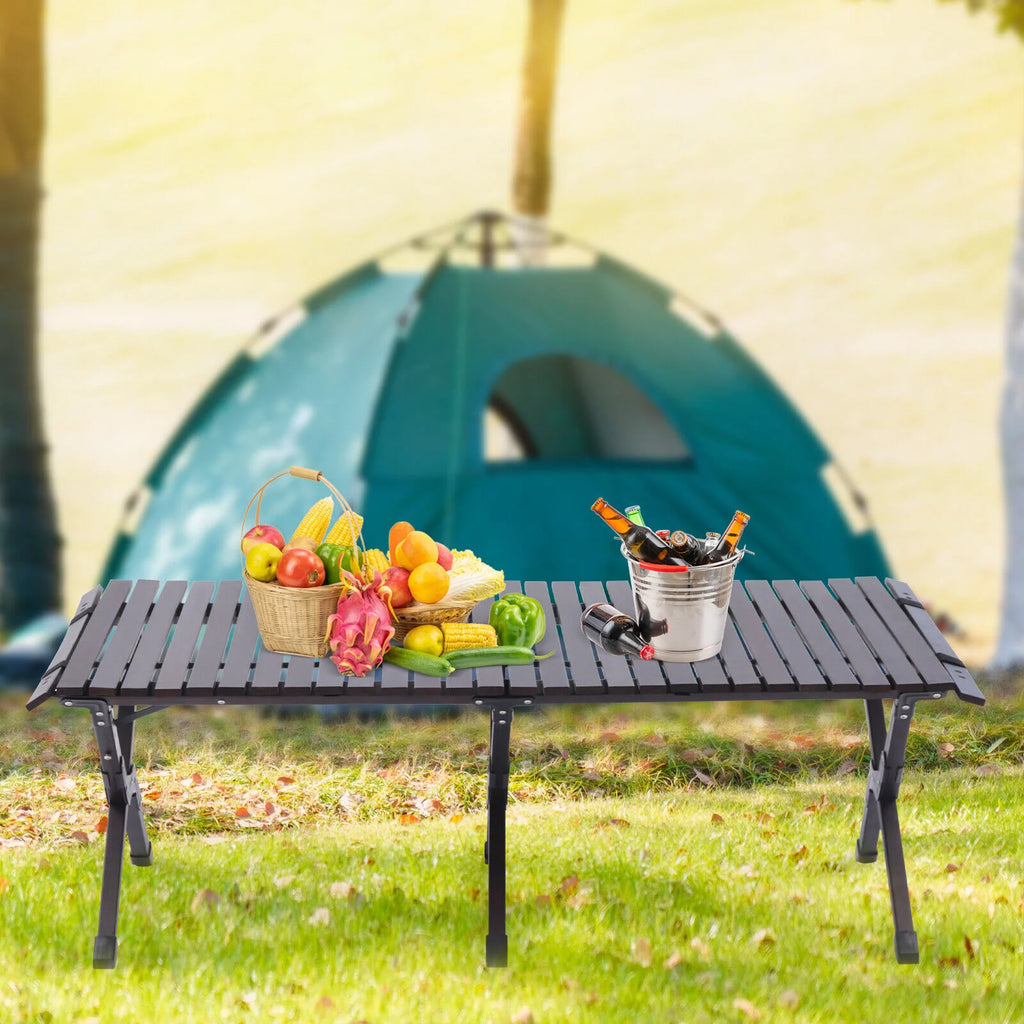Foldable Pine Wood Picnic Table for BBQ Camping X83895