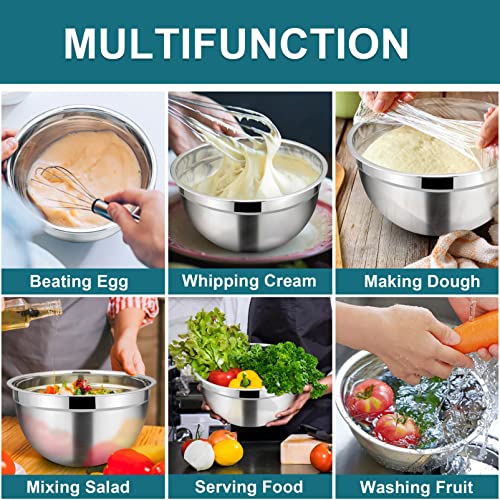 Stainless Steel Mixing Bowl Set with Lids, 5 Pieces F2169