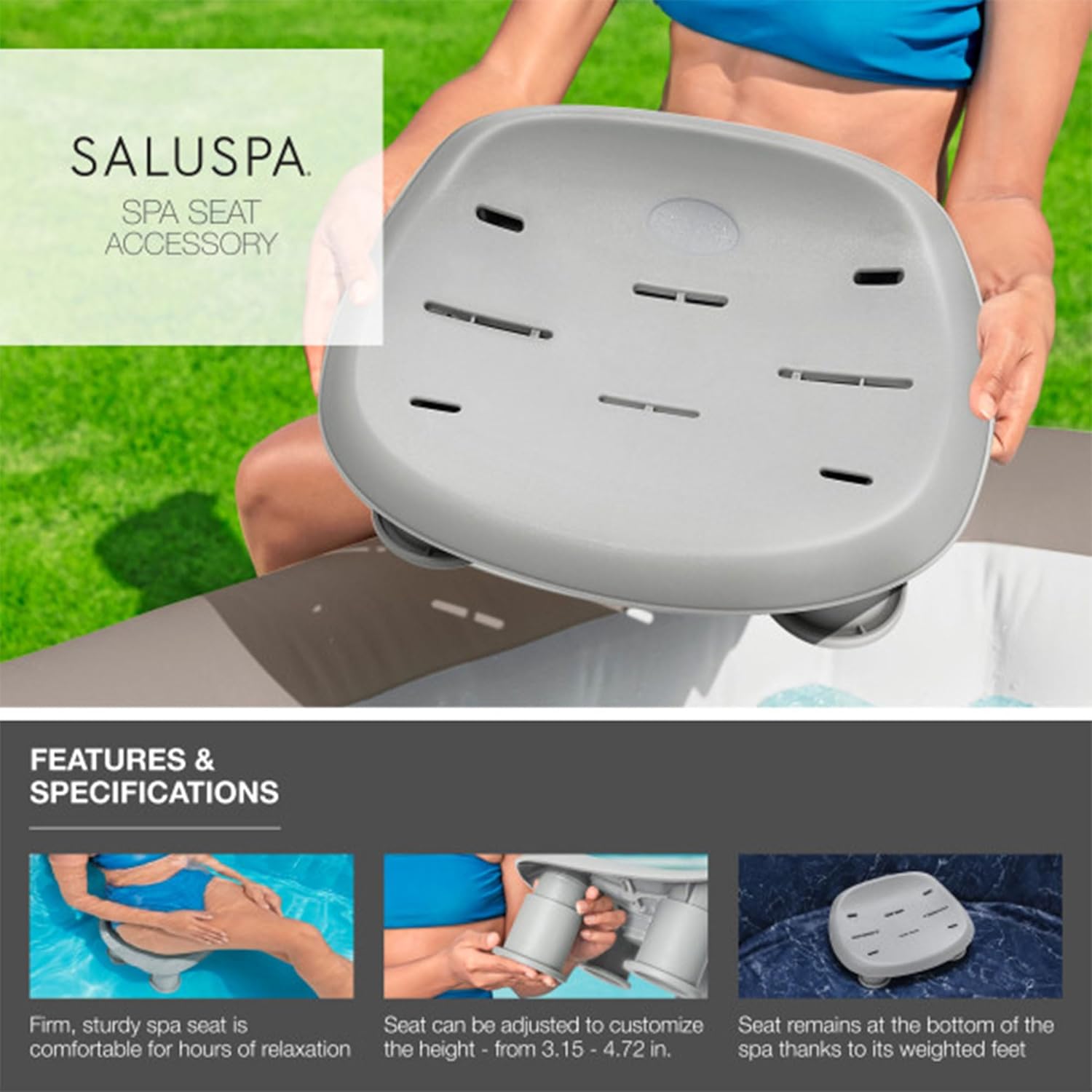 Inflatable Round Hot Tub with 2 Spa Seats and Headrest Pillows P8335
