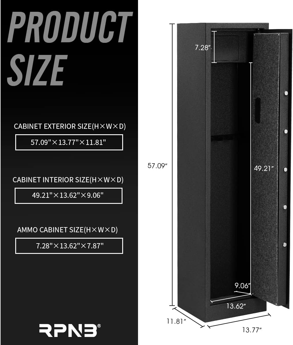 Rifle Safe with Electronic Lock, 5-Gun Metal Security Cabinet D1524