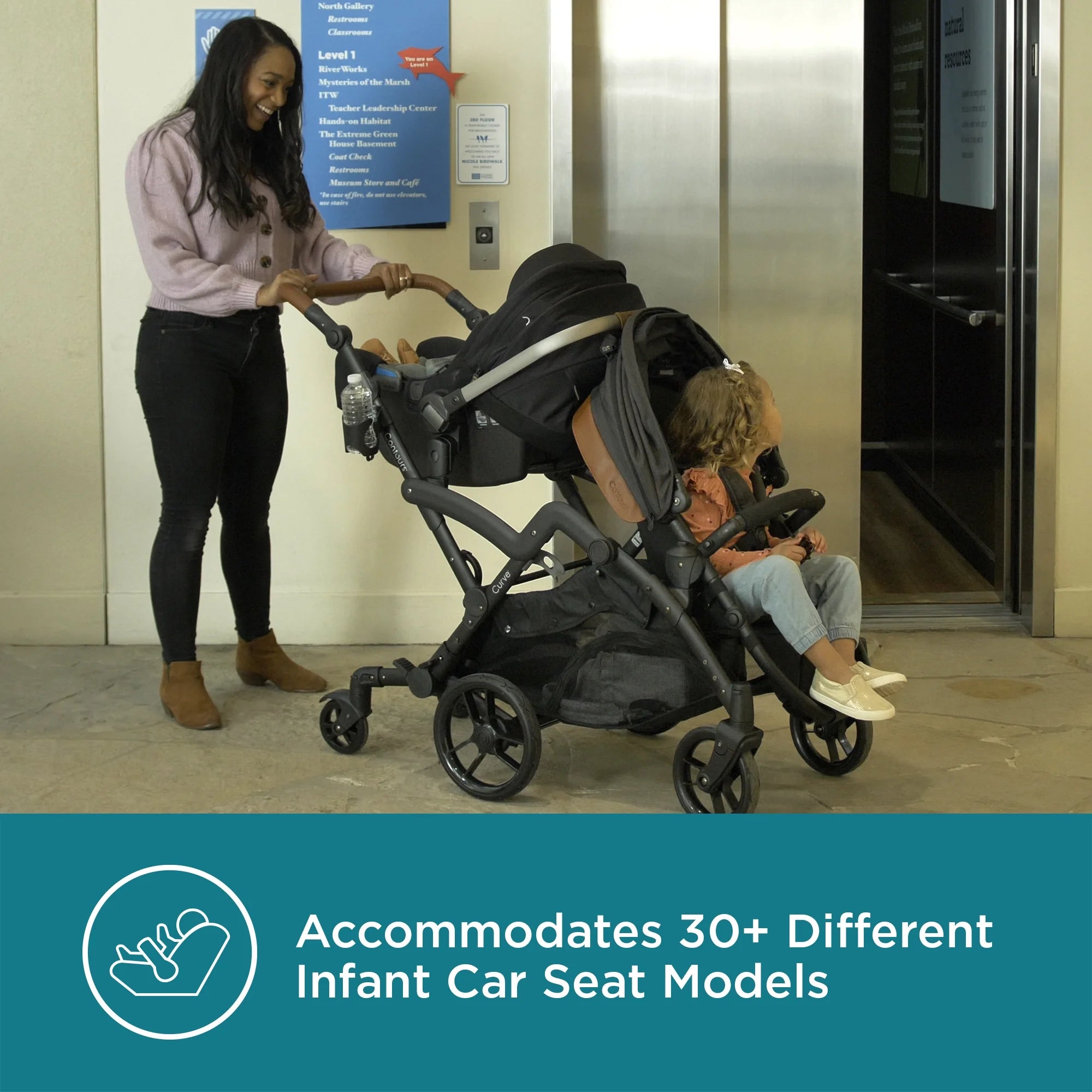 Double Tandem Stroller, Black Herringbone P922
