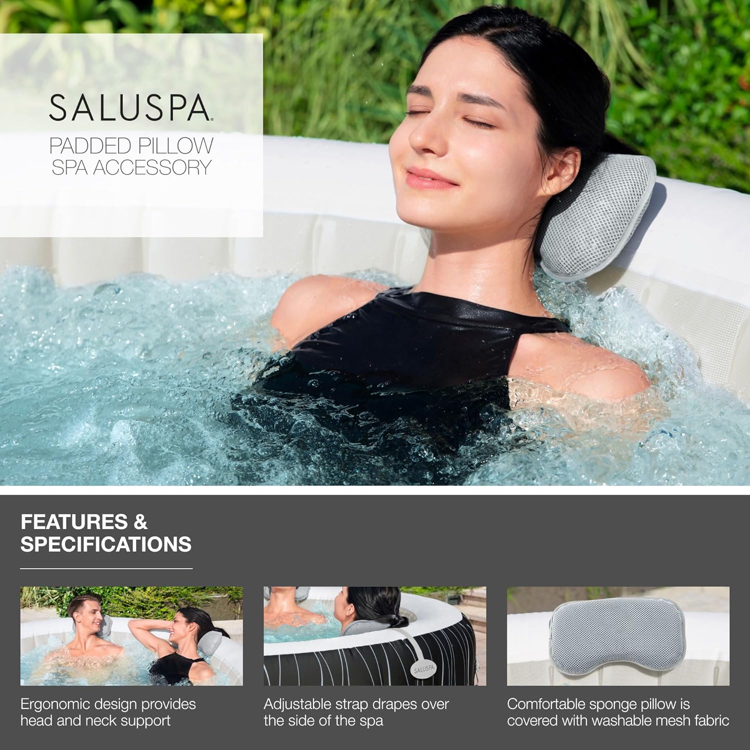 Inflatable Round Hot Tub with 2 Spa Seats and Headrest Pillows P8335