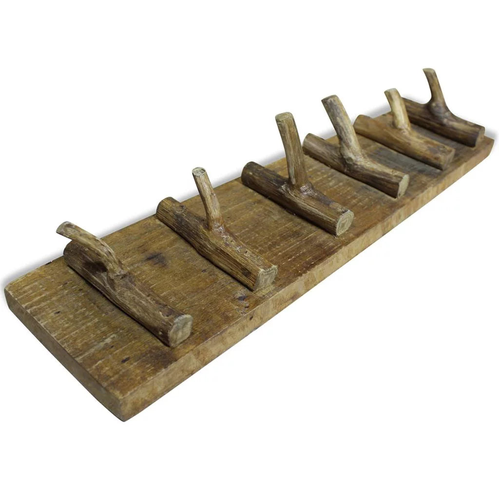 Wall Mounted Coat Rack with 6 Pegs Reclaimed Wood D79019