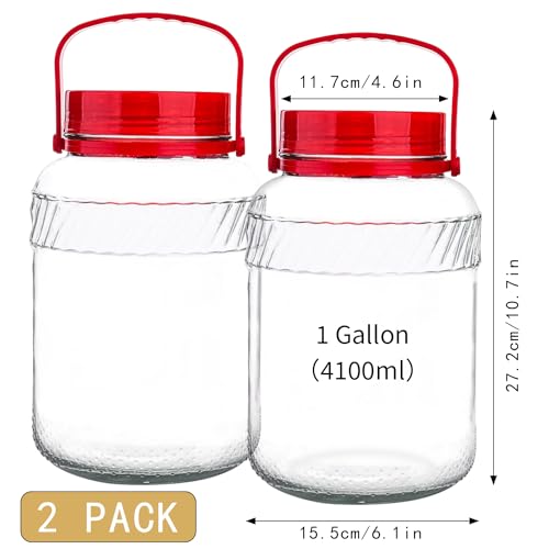 1 Gallon Glass Jar with Lids, 2 Pack Wide Mouth 128 oz Storage Container B110140