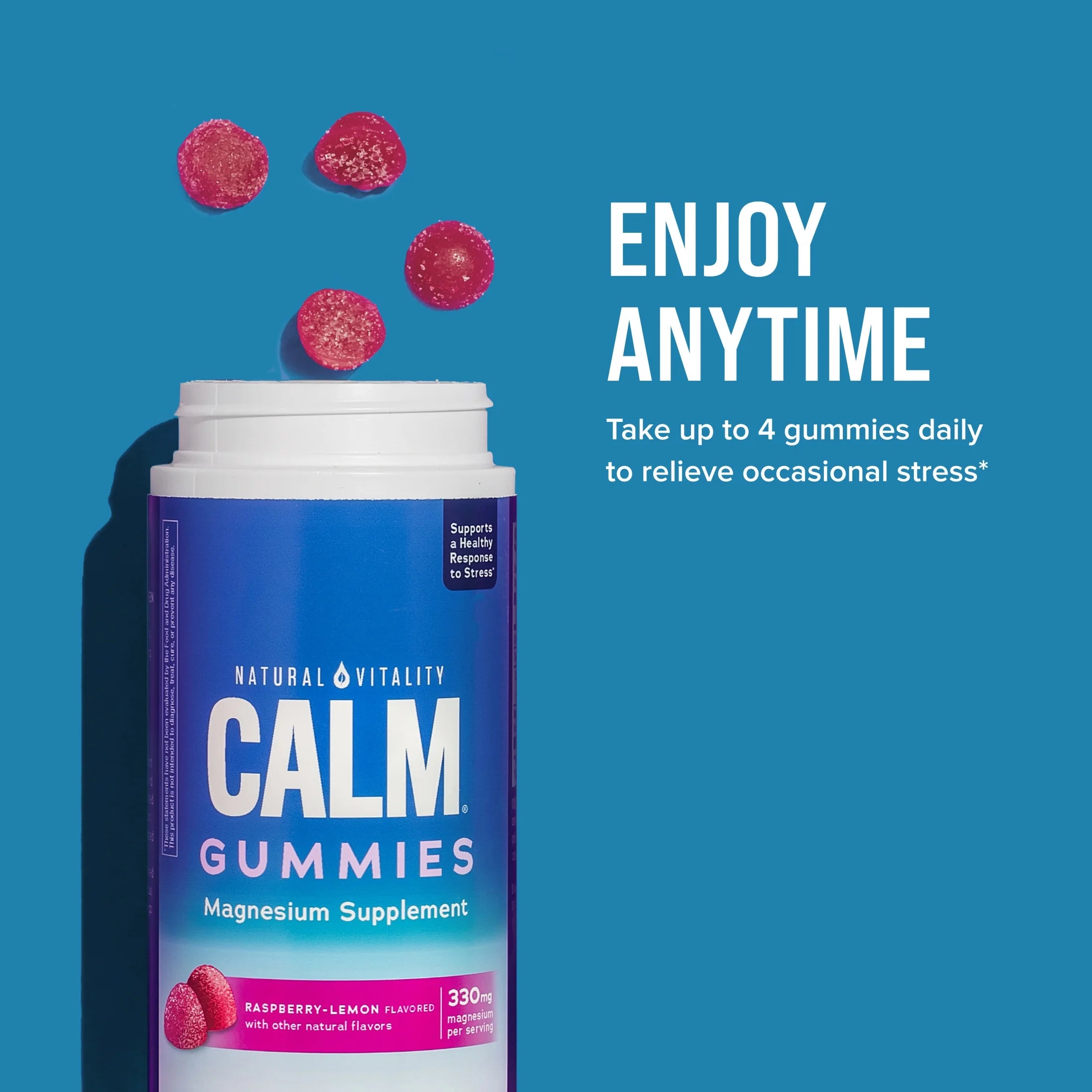 Calm Magnesium Supplement Gummies, Raspberry Lemon, 120 Count V12049