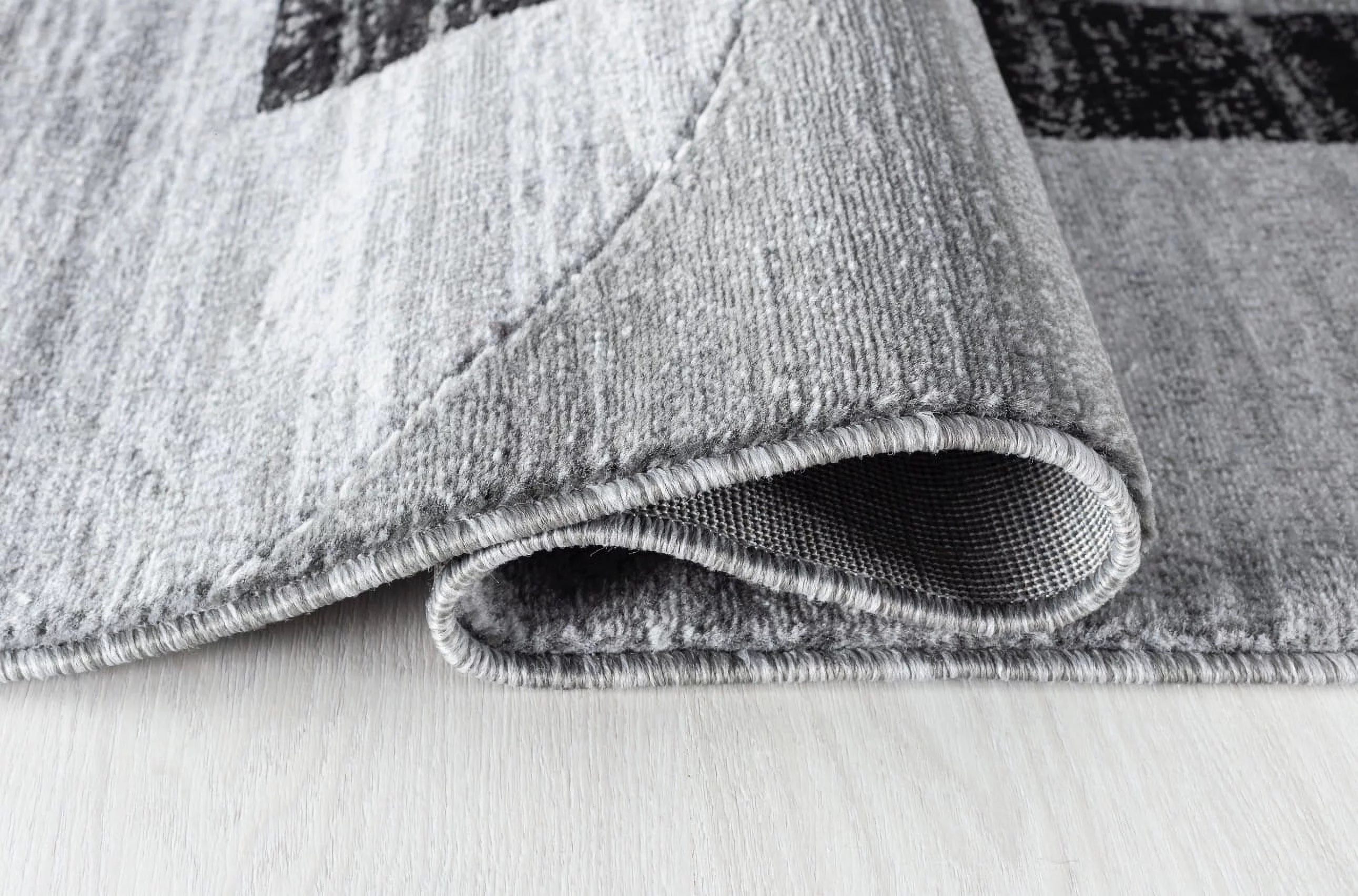 Modern Abstract Area Rug Grey Black White X448