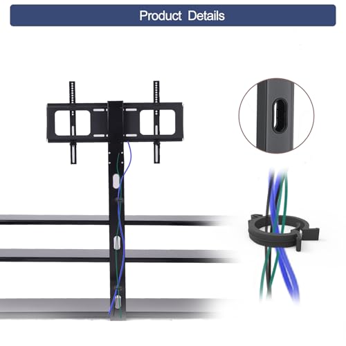 Adjustable Floor TV Stand with Tempered Glass and Metal Frame V8875