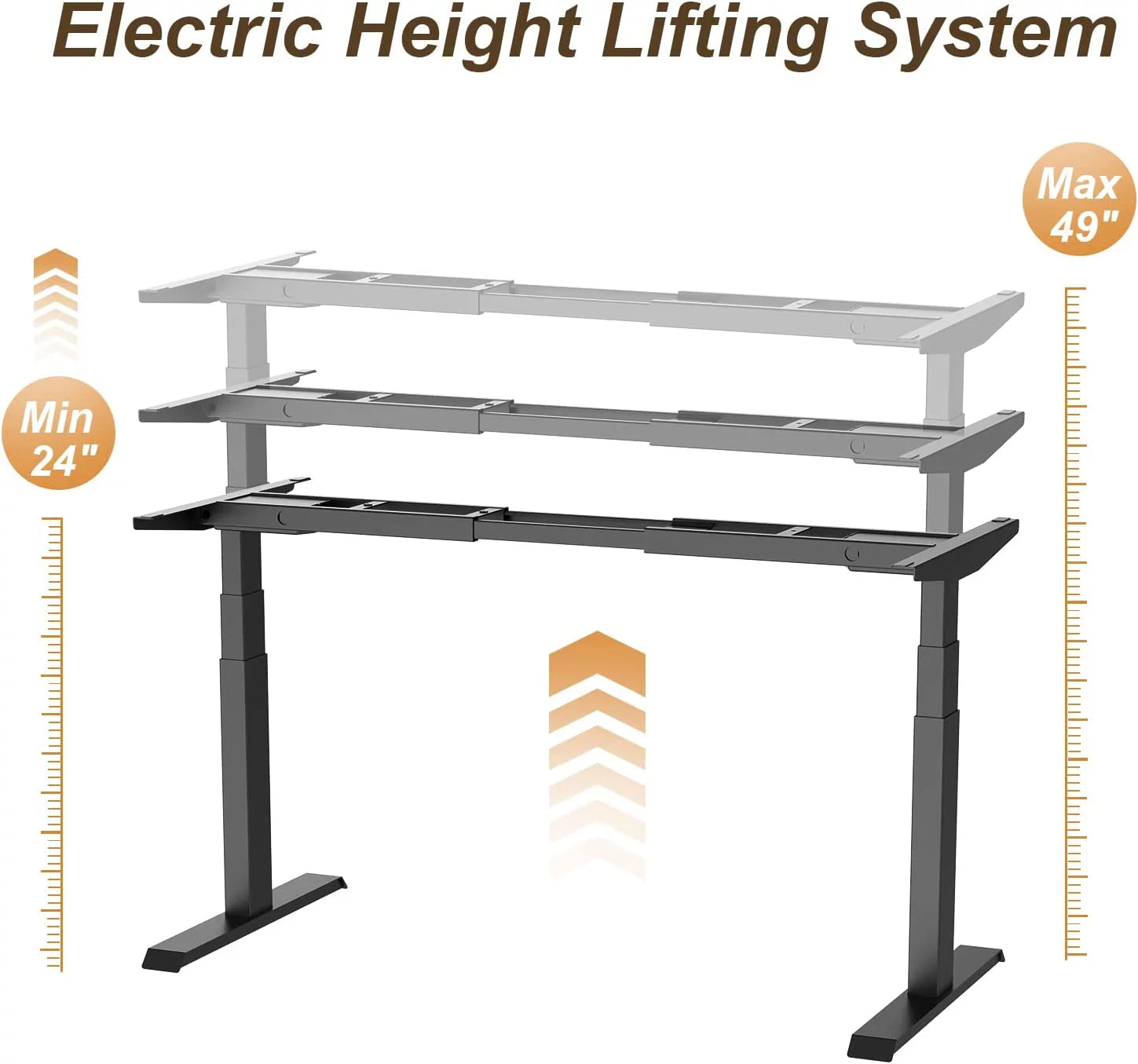 Electric Standing Desk Frame Dual Motor Height Adjustable, Black D7504