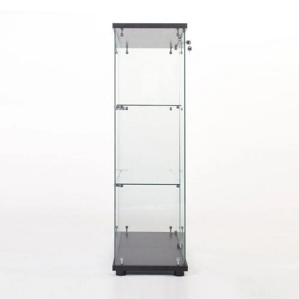 Glass Display Cabinet with 3 Shelves, Black A22174