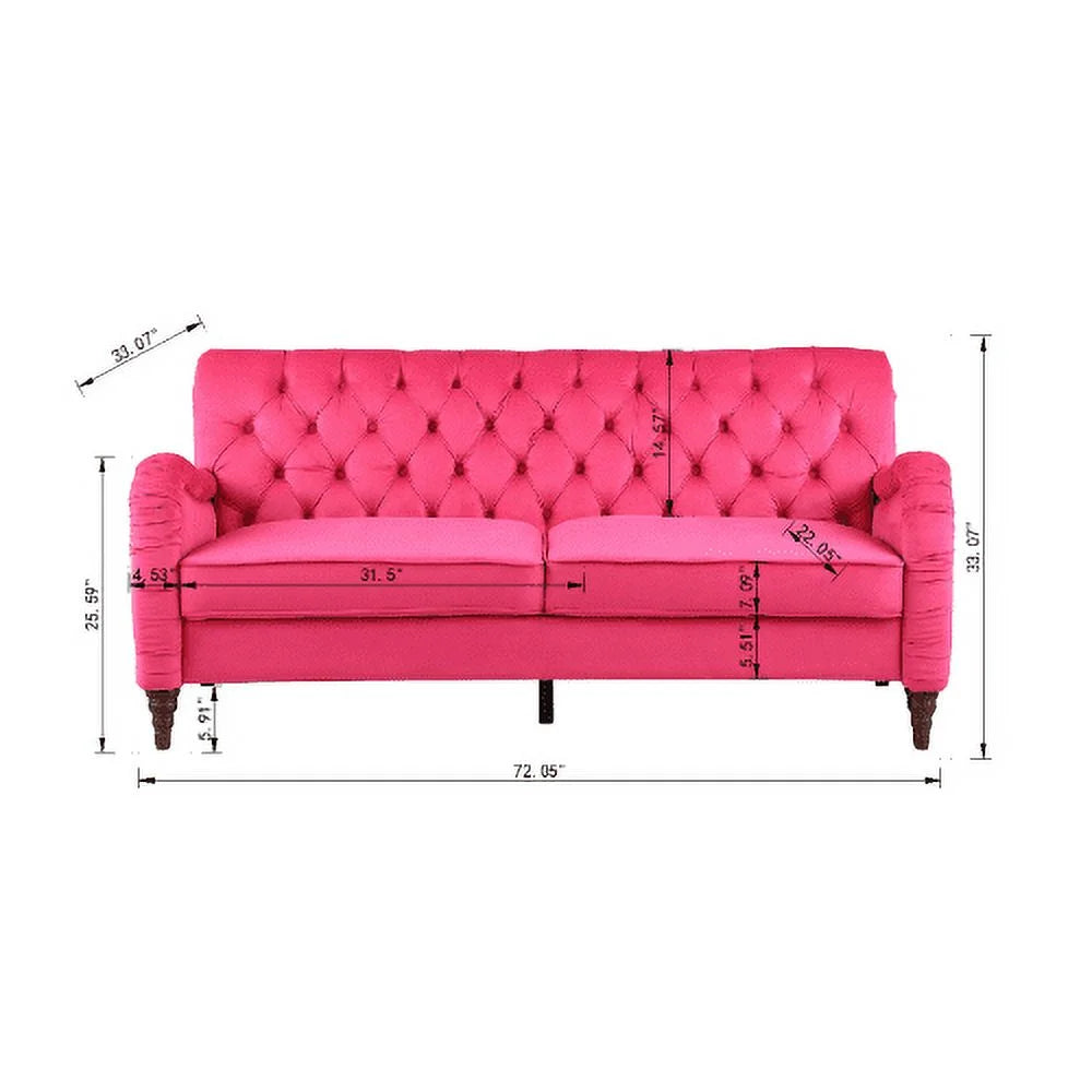 Rose red Chesterfield 3-seater modern sofa U47466