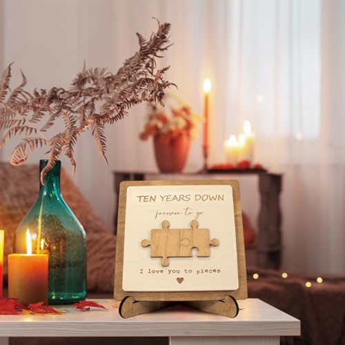 Personalized Wooden Plaque with Engraved Puzzle Pieces for Couples W463127