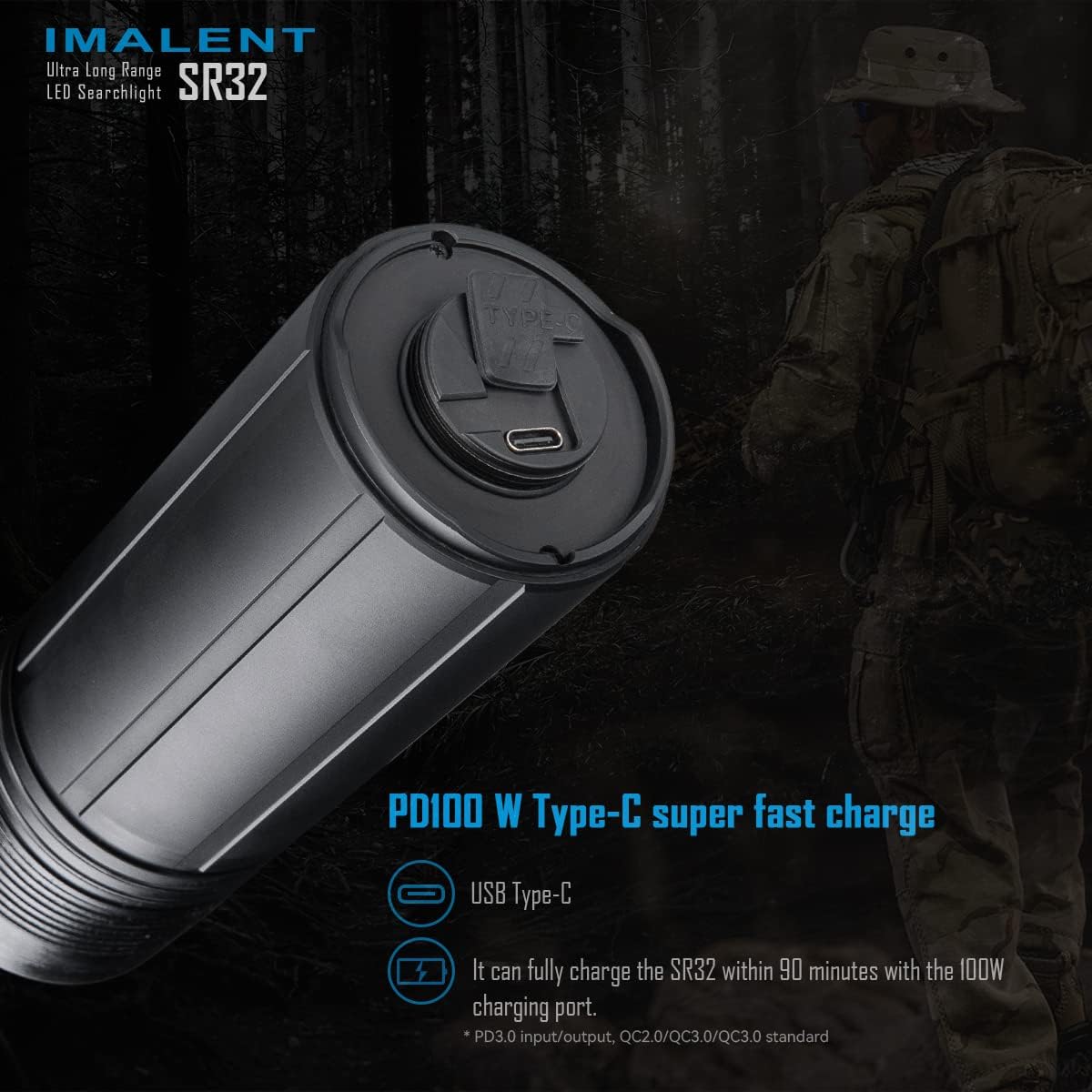 120,000 Lumens Rechargeable LED Flashlight with Type-C Fast Charging N780119