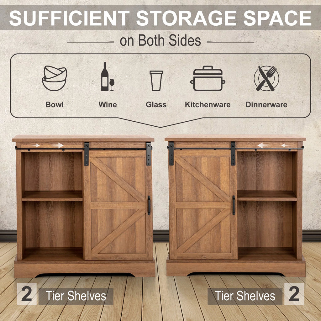 Farmhouse Sliding Barn Door Storage Cabinet Sideboard V1838