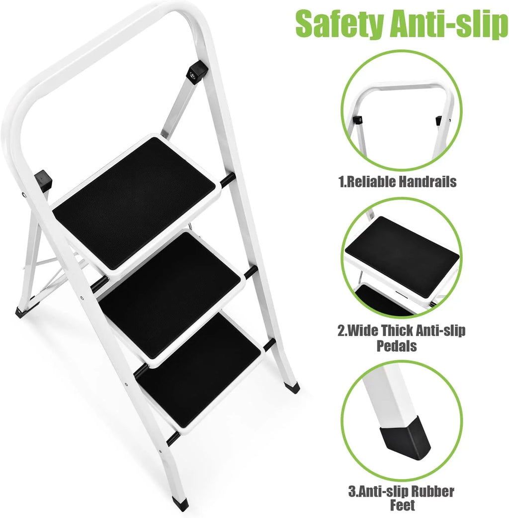 Folding Step Stool with Anti-Slip Pedal and Handrails O5495