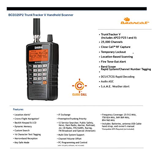 Handheld TrunkTracker V Scanner with Close Call RF Capture and Weather Alert S221