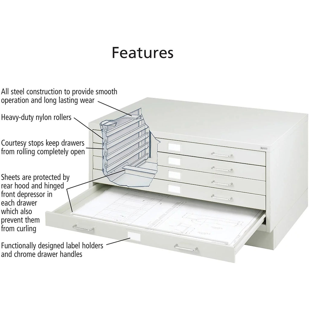5 Drawer Small Metal Flat File Cabinet Light Gray A83944