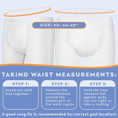 Men’s Incontinence Boxer Briefs for Bladder Control, Reusable & Washable, White, L (Waist 38-40) S381659