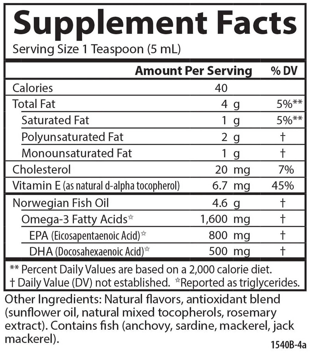 Fish Oil Liquid, 1600 mg Omega-3, Lemon, 6.7 Fl Oz. O859