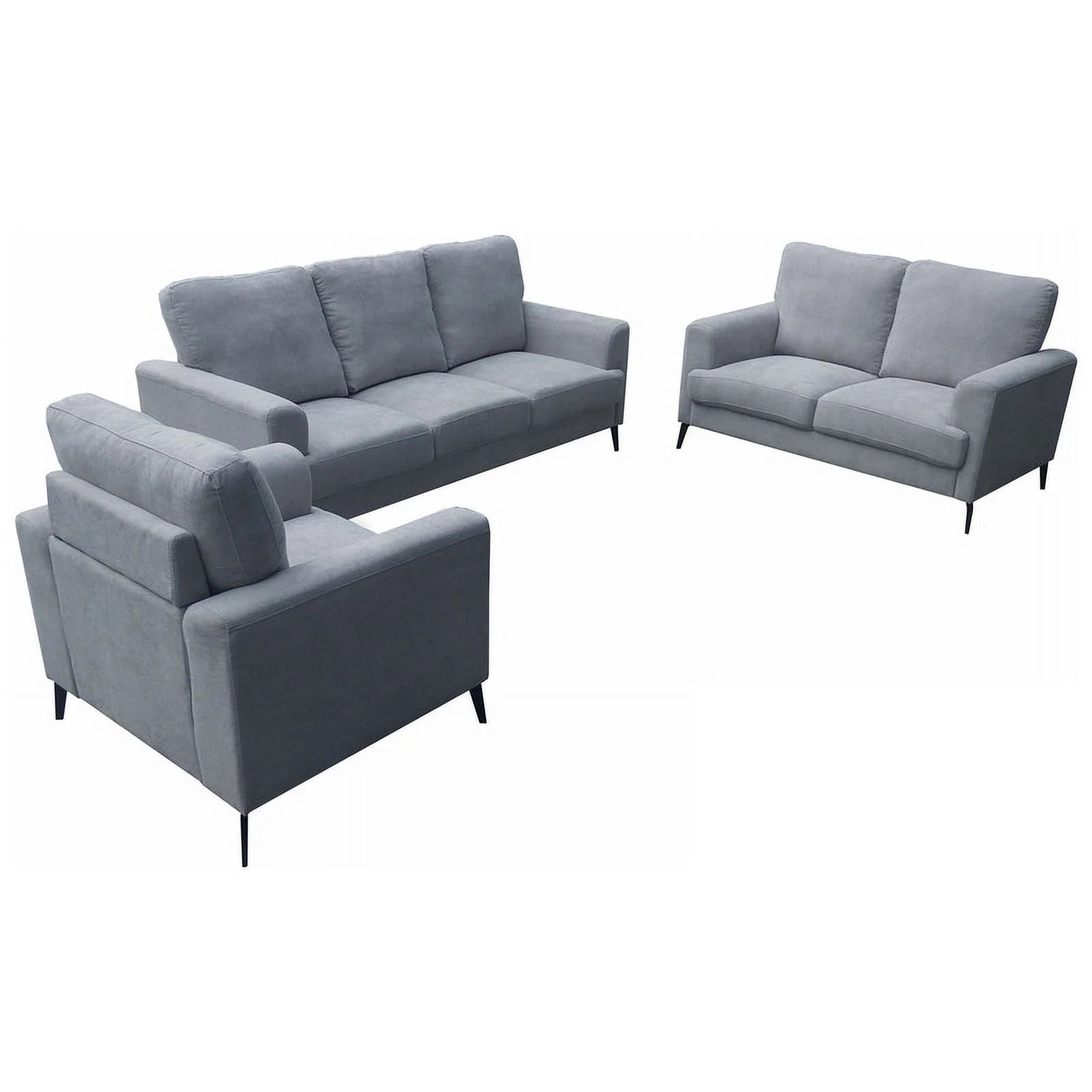 Gray Chenille Sofa Loveseat Chair Living Room Set L15782