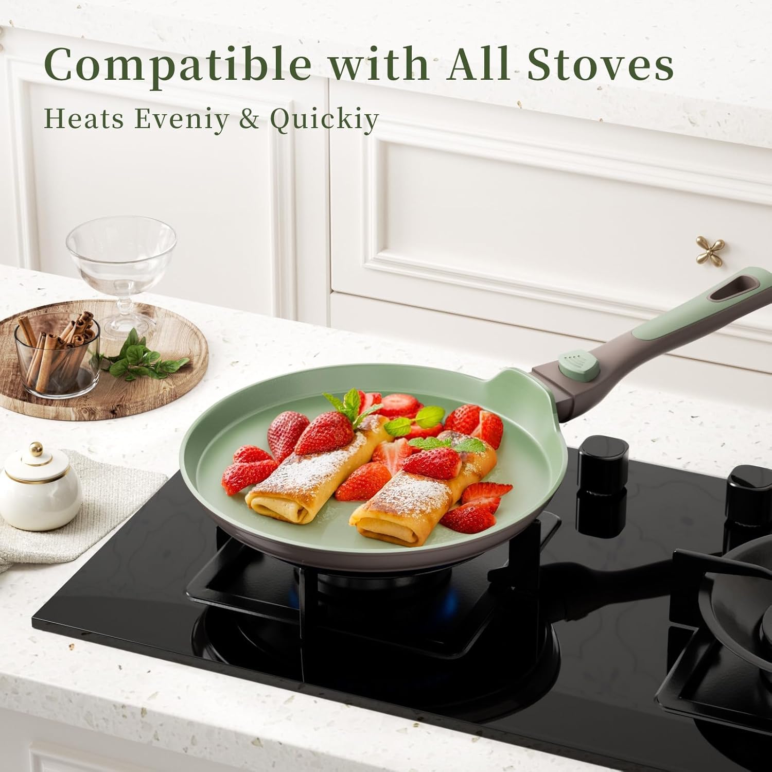 Nonstick Crepe Pan Set with Spreader, 10 & 11 Inch, Detachable Handle F82584