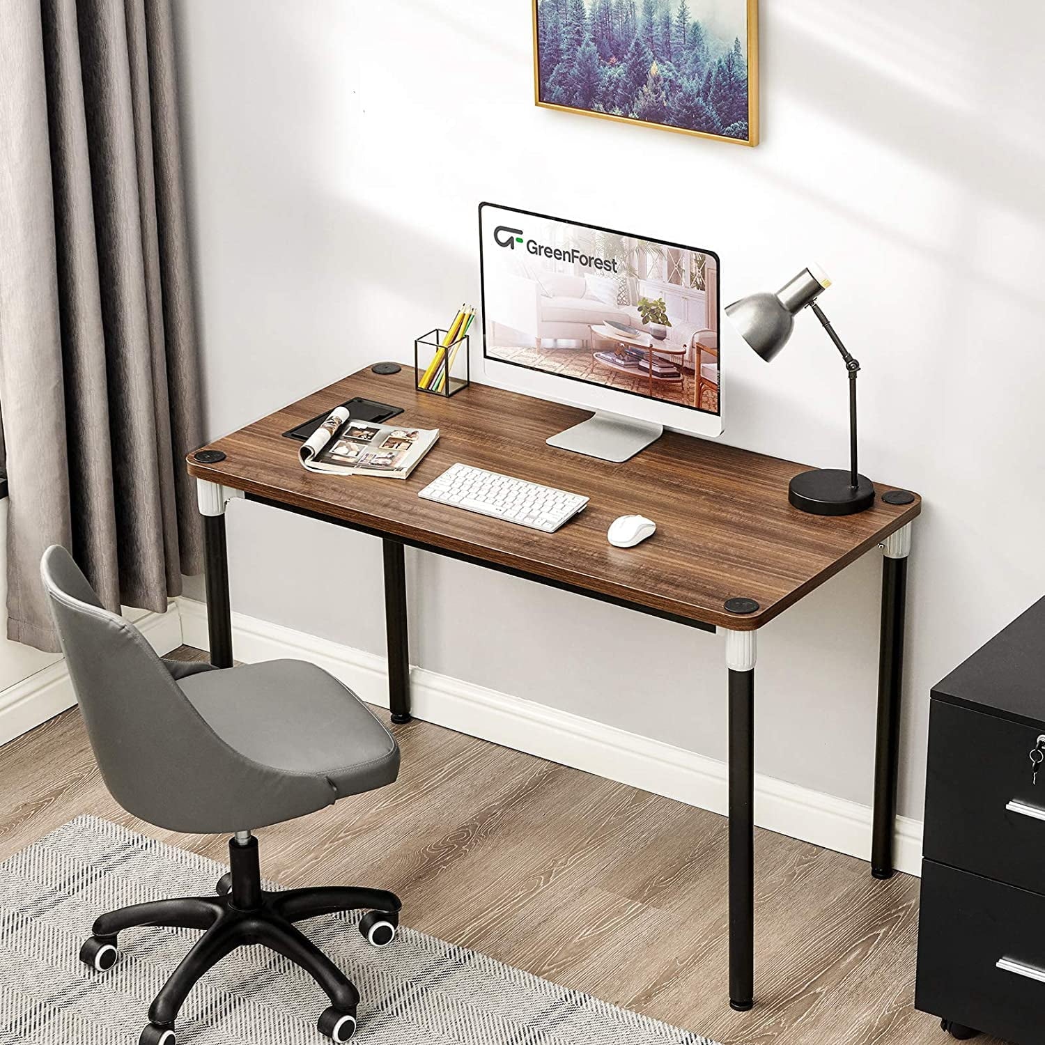Walnut Computer Desk 47 Inch for Home Office V544709