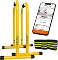 Lebert Fitness Dip Bar Stand - Original EQualizer Total Body Strengthener Pull Up Bar Home Gym Exercise Equipment Dipping Station - Hip Resistance Band, Workout Guide and Online Group - Yellow