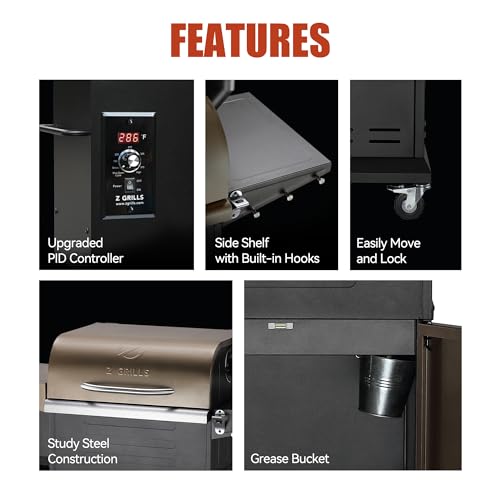 Wood Pellet Grill Smoker with PID Controller, 8-in-1 BBQ Grill, 572 sq in Cooking Area I257489