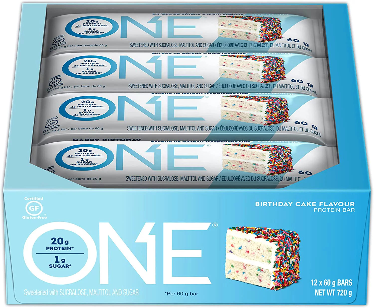 Protein Supplement Bar, Birthday Cake, 20g, 12 Count Y467