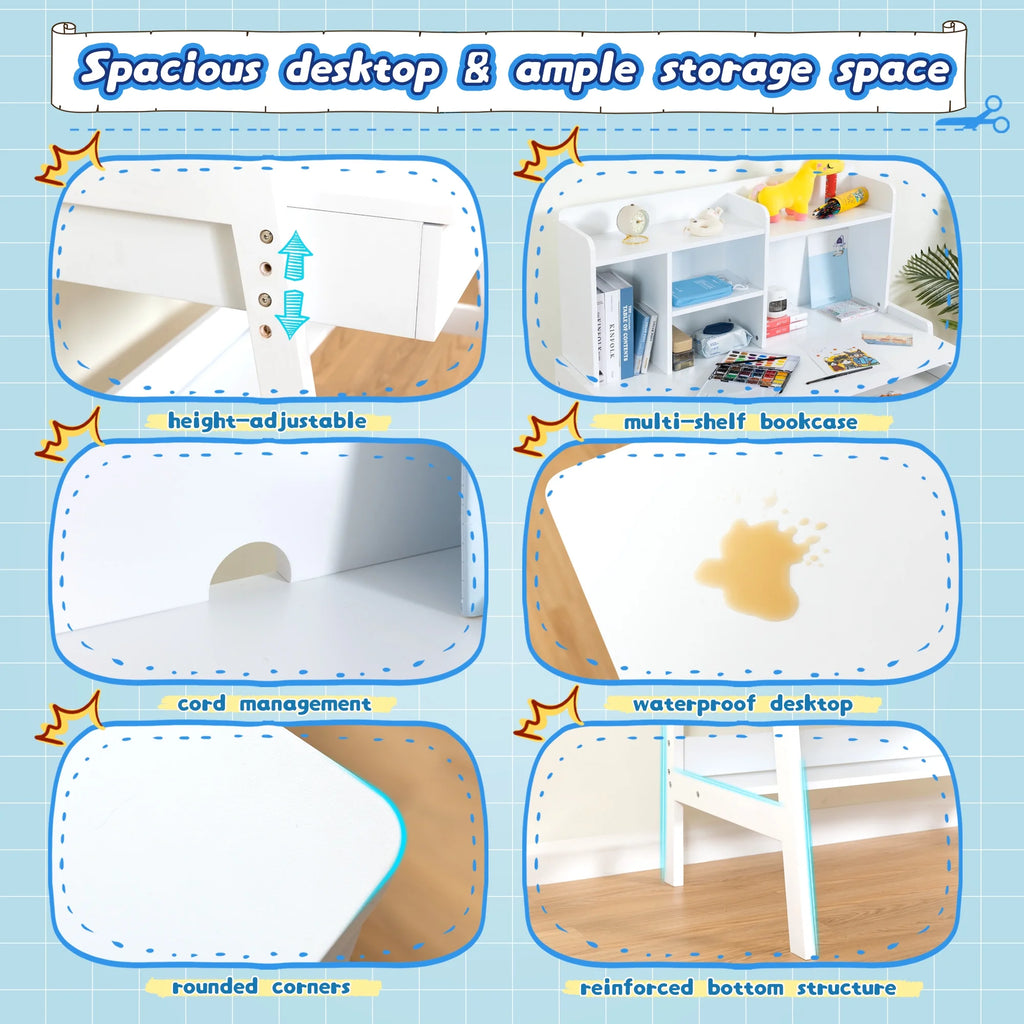 Kids Wooden Desk and Chair Set with Drawers A9990