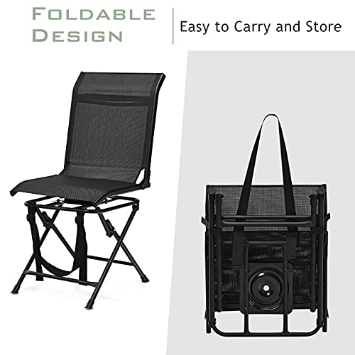 Hunting Chair, 360 Degree Swivel with Carry Handle, Folding Dove Hunting Chair with Armrest O604
