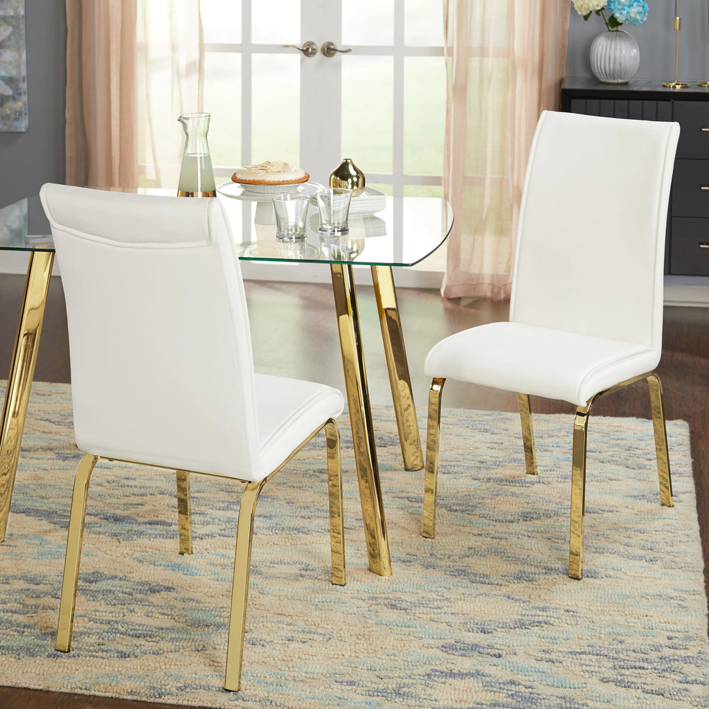 Gold Faux Leather Parsons Chairs (Set of 2) T33219