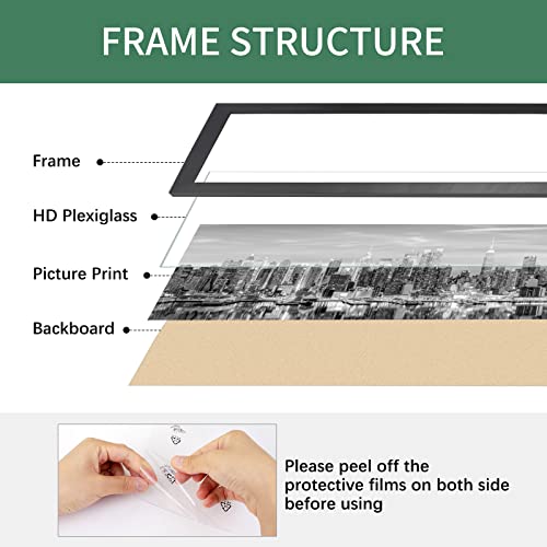 8x24 Black Wood Picture Frame for Wall Mounting Q14888