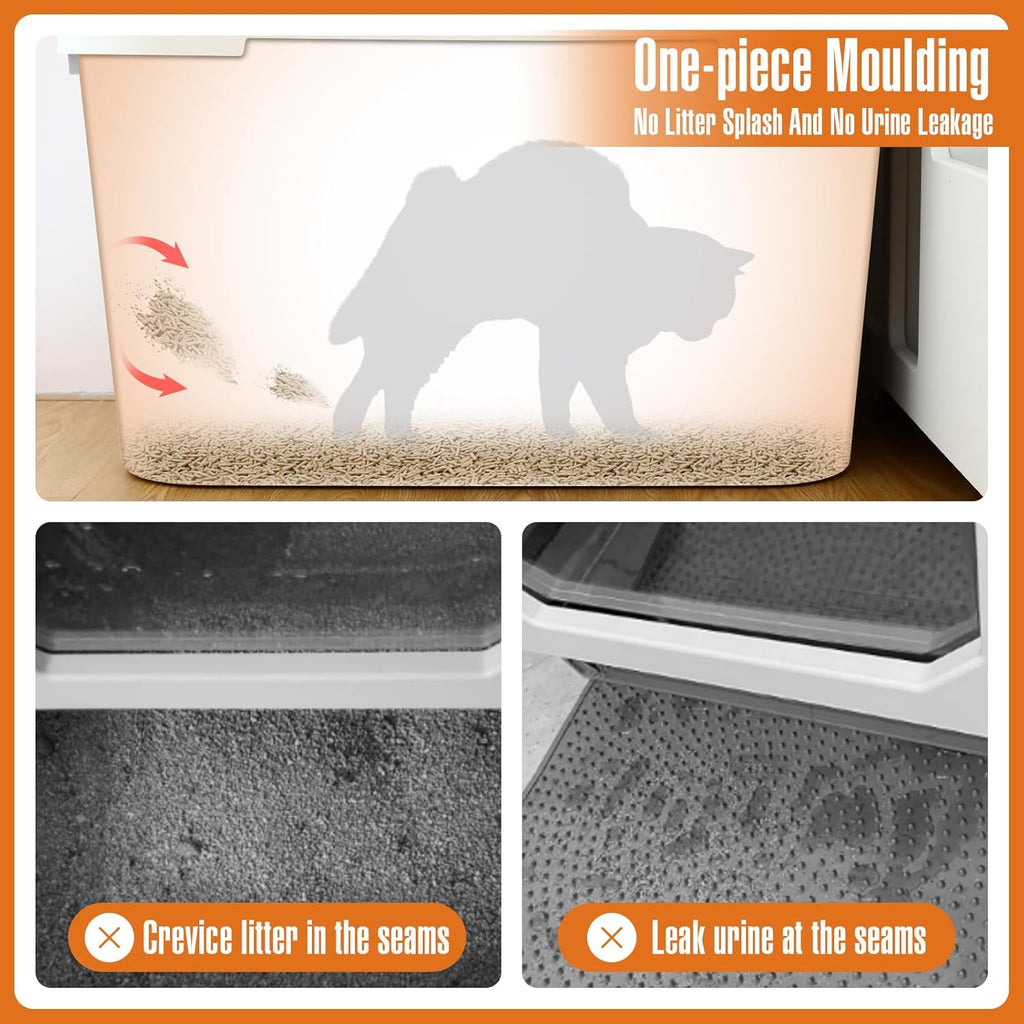 Enclosed Cat Litter Box Extra Large with Scoop, Front Entry, Two Exits Q9926